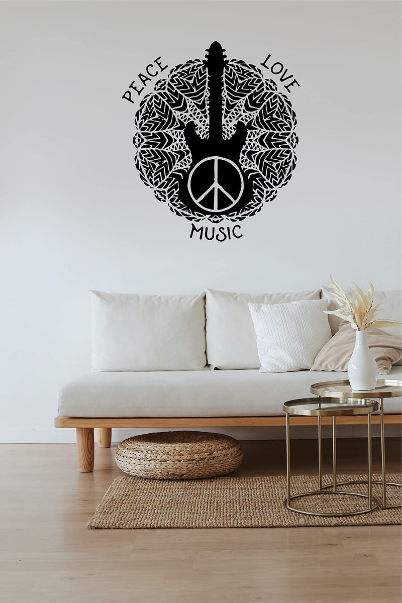 VVWV Peace Love Music Trippy Quotes Wall Stickers Kids Bedroom Living Room Home Restaurant Wall Decoration L X H 50 X 50 Cms