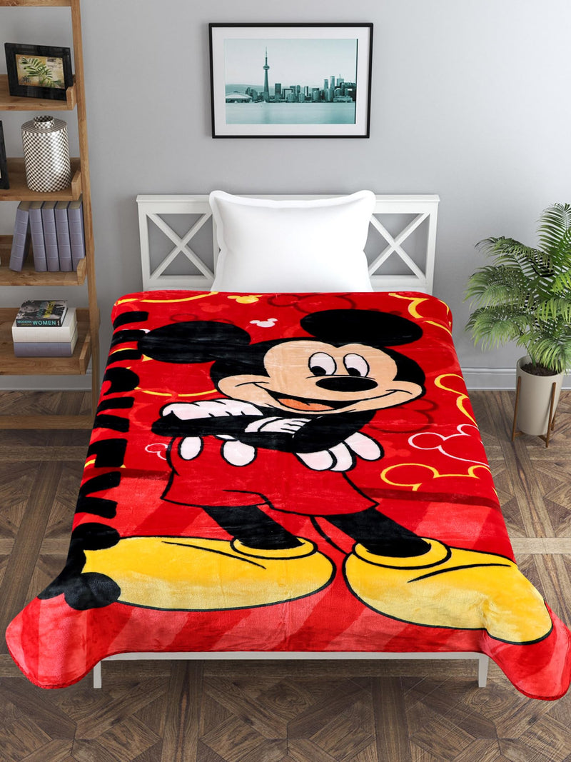 Petals Dreams Single Bed Blanket for Mild Winter | 600 GSM, Kids & Teenagers Blanket (160x220 cm) (Mickey)