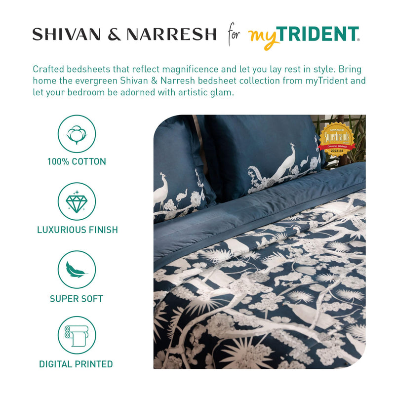 MYTRIDENT Shivan and Narresh Collection, Trident Bedsheet for Double Bed, 100% Cotton Bedsheet, 400 TC, Luxury, Premium bedsheet, King Size Bedsheet with 4 Pillow Covers - Izu Zunu