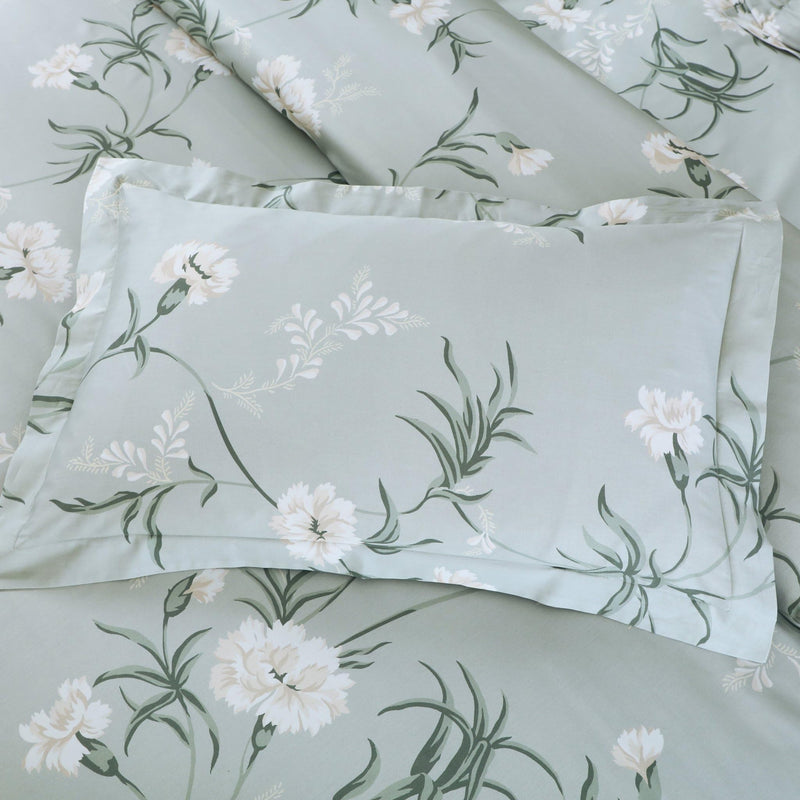 Malako Sion Sage Green Botanic King Size Bedsheet with 2 Pillow Covers