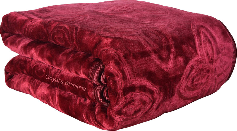 Goyal's ® Silky Soft Heavy Quality Mink Blanket Double Bed - Set of 2 (Maroon & Brown)