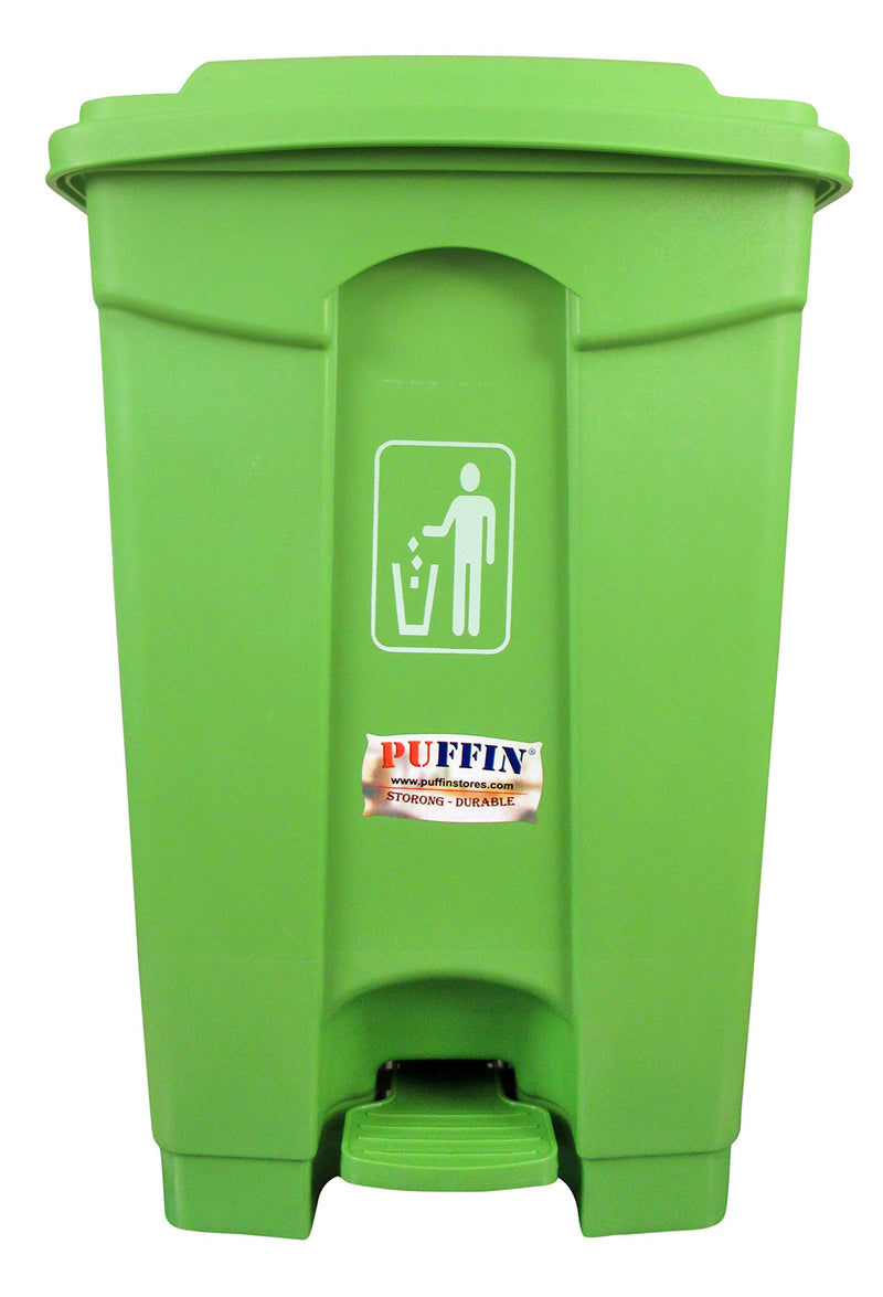 PUFFIN Pedal Dustbin 60 Litre Plastic Green Color