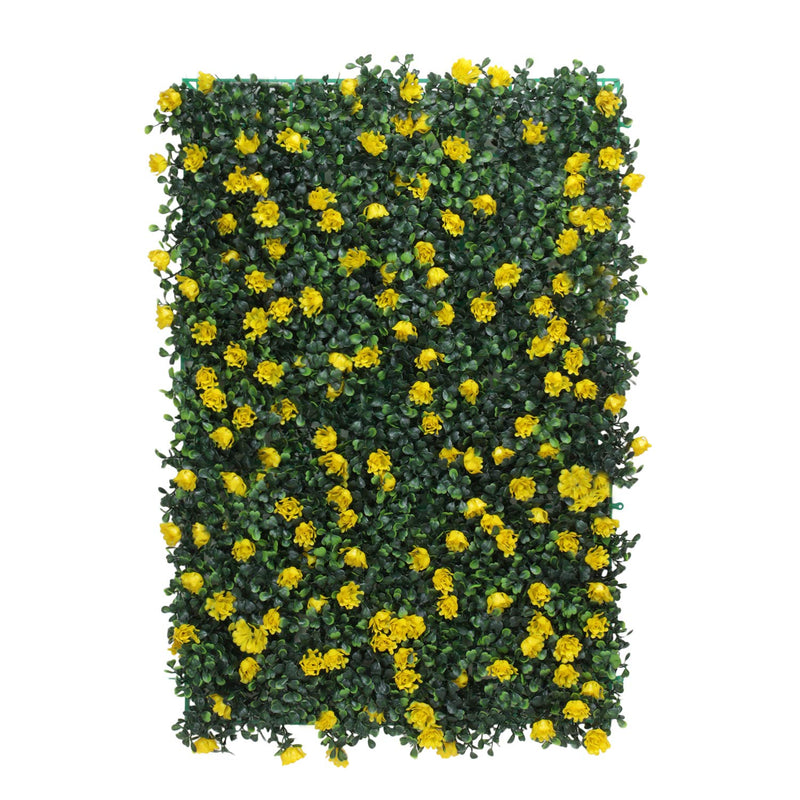 Supermarche Artificial Garden Wall Mats with Leaves and Flowers for Vertical, Home Decor, Garden Decoration, Balcony Wall Wild Artificial Plant (Yellow)