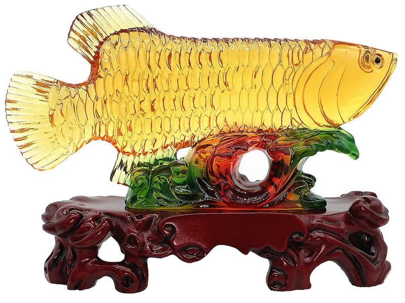 Betterdecor Feng Shui Wealth Arowana Lucky Fish Statue Figurine Home Office Decor and Best Gift -11"