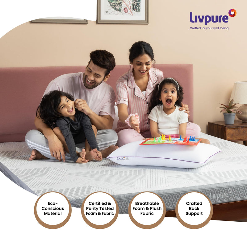 Livpure Smart DUOS FLIP Reversible HR Foam Mattress |3D SleepTech Crafted Zones| Ergonomic Support ComfortScience Foam| High GSM Sporty Fabric|King Bed (78x72x5) inch, Washable Zipper Cover