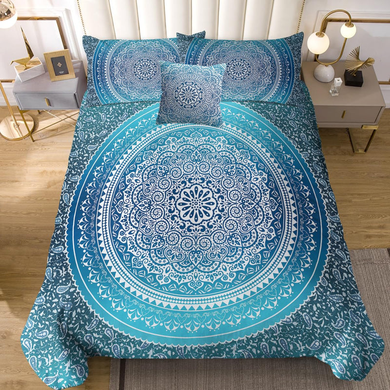 Sleepwish 4 Pcs Bohemian Luxury Boho Bedding Crystal Arrays Bedding Quilt Bedspread Mandala Hippie Duvet Cover Set Cal-King Size by Sleepwish