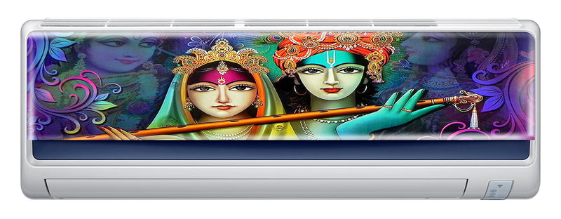 Divine Designs™ PVC Vinyl Self-Adhesive Radha Krishna Air Conditioner Sticker for Living Room, Bedroom, Office Wall Decoration (9 X 42 INCH) Pack 1