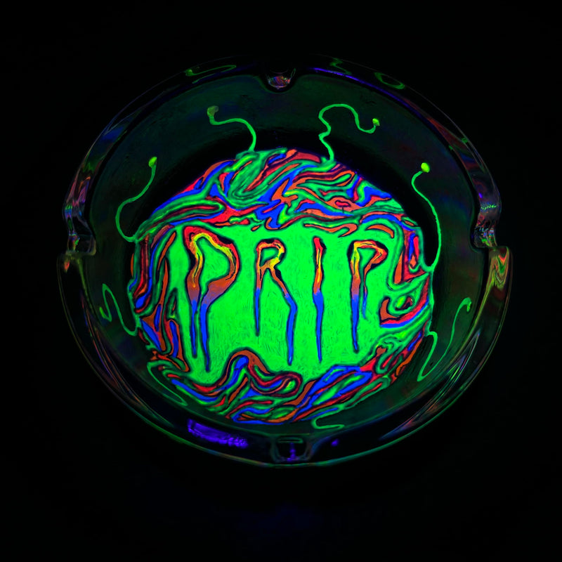 Brazen DRIP UV Glowing Handmade Glass Ashtray, Multicolour for home and work