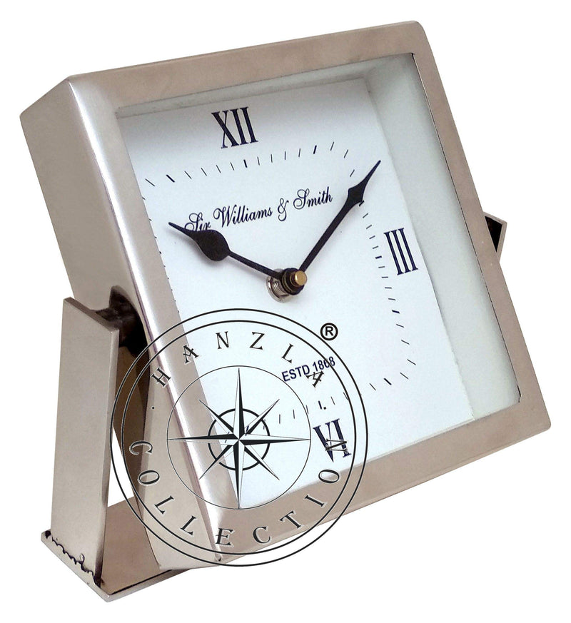 Hanzla Collection Nautical Chrome Brass Table Desk Clock Sir William & Smith Home & Office Decor