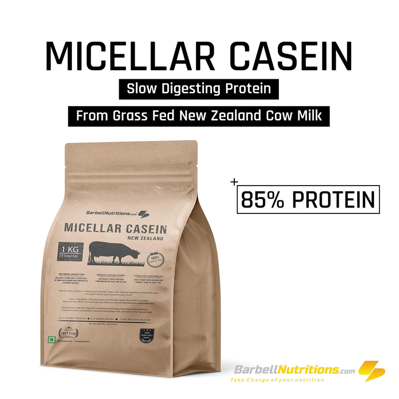 Barbell Nutrition's Micellar Casein - Grass Fed - New Zealand - 1 Kg