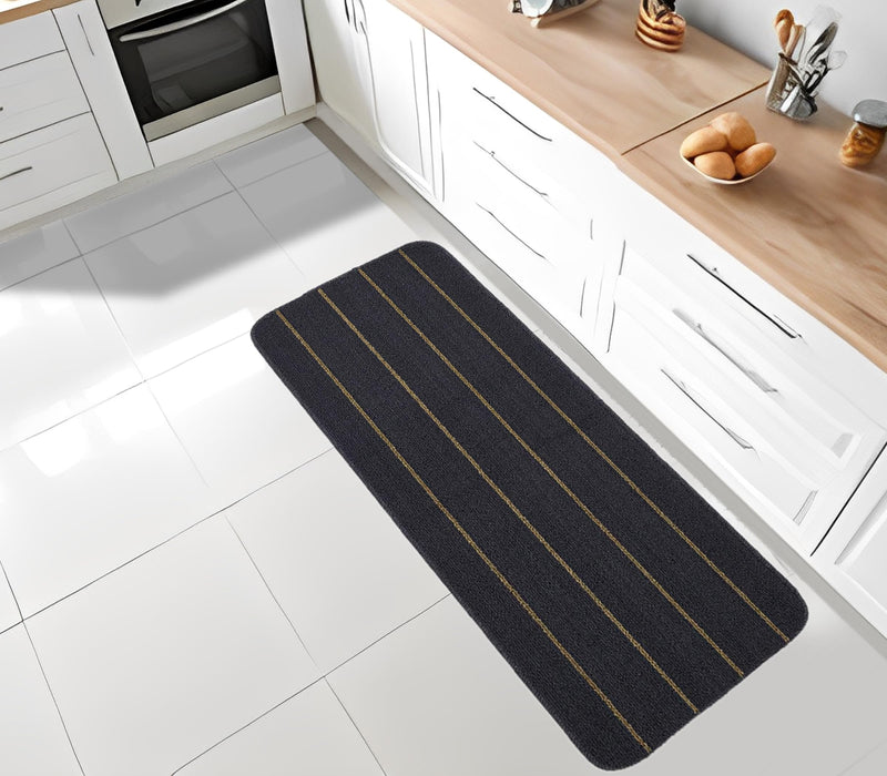 STATUS Polypropylene Striped Anti Skid Runner for Living Area | Rug for Bedroom |Rug for Dining Table Rug for Floor with Anti Slip Backing(Dark Grey, 45X120 cm)