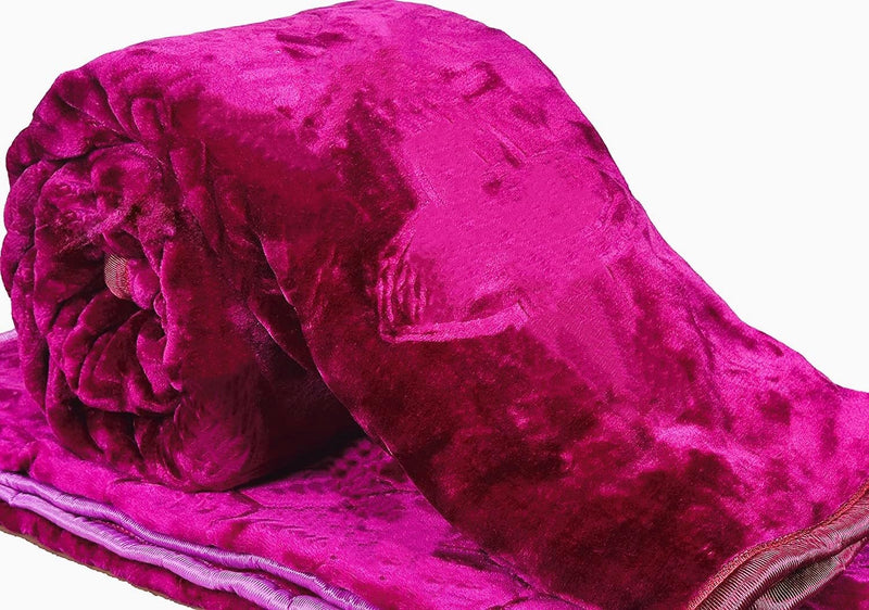 SHOPBITE Single Bed Mink Blanket Heavy Winter Mink Soft AC Room Fleece All Weather Warm Kambal (Wine, Single Bed)