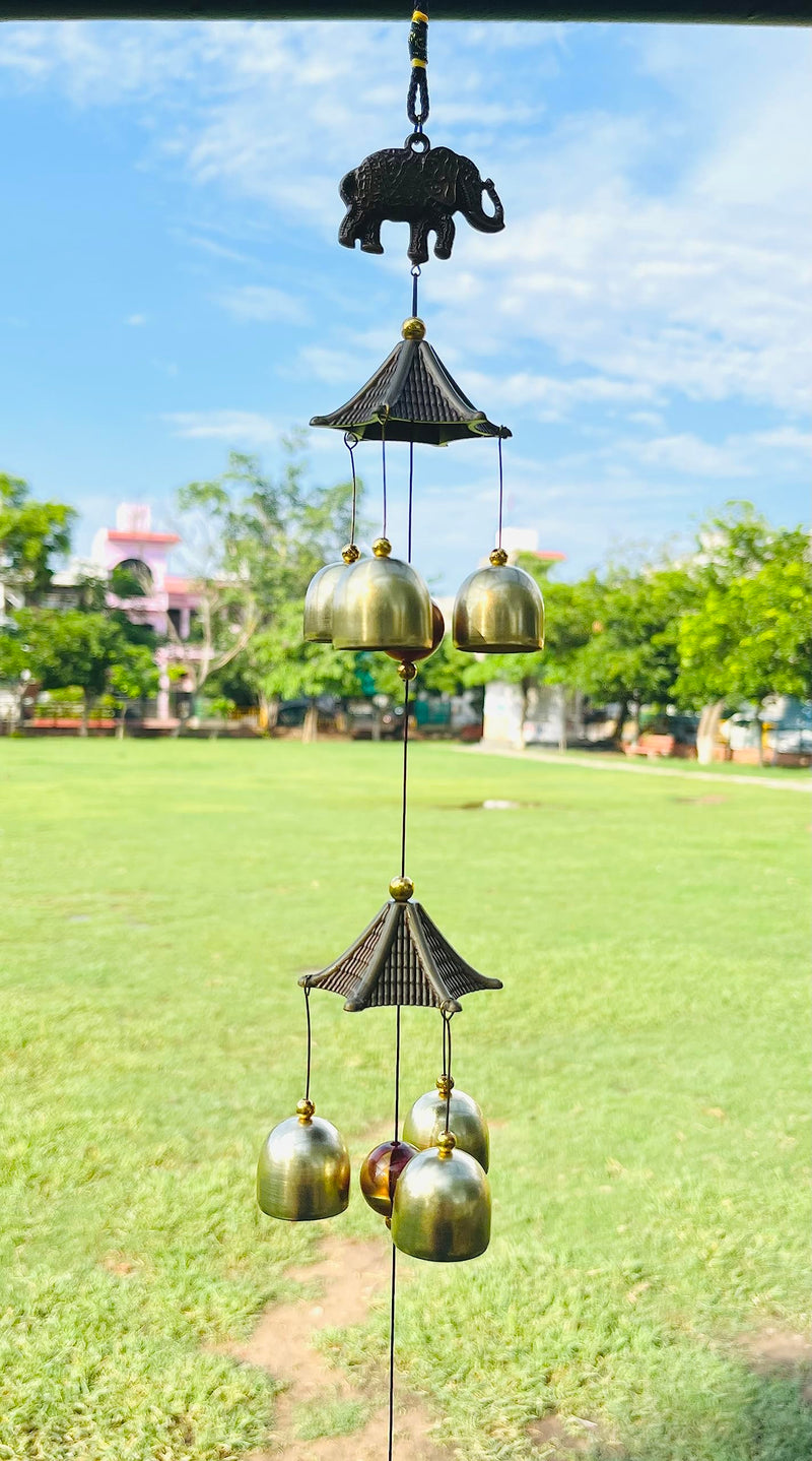 WS Wind Chime for Home Positive Vibes | 6 Brass Bells Hanging Wind Chime | Elephant 6 Bells Wind Chime