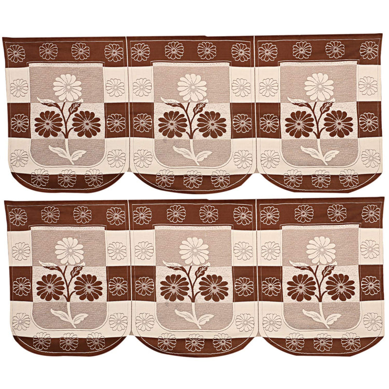 Kuber Industries Flower Design Cotton 3 Seater Sofa Cover Set|Premium Cotton & Flower Design|Pack of 2 (Brown)-CTKTC022242