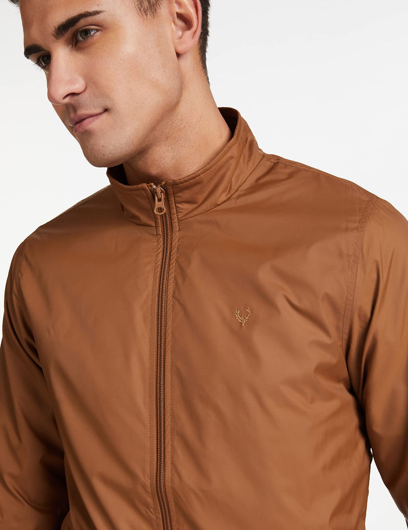 Allen Solly Men's Solid Polyester Blouson Jacket (ASJKOBOPZ49688_Light Brown_Small)