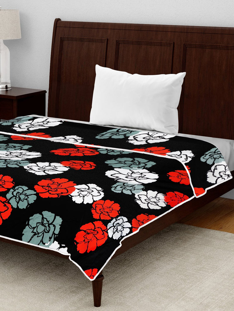 Story@Home Micro Fiber 200 GSM Feather Touch Single | Comforter | Super Soft Quilt Dohar Single | AC Blanket (58 x 90 Inch, Black)