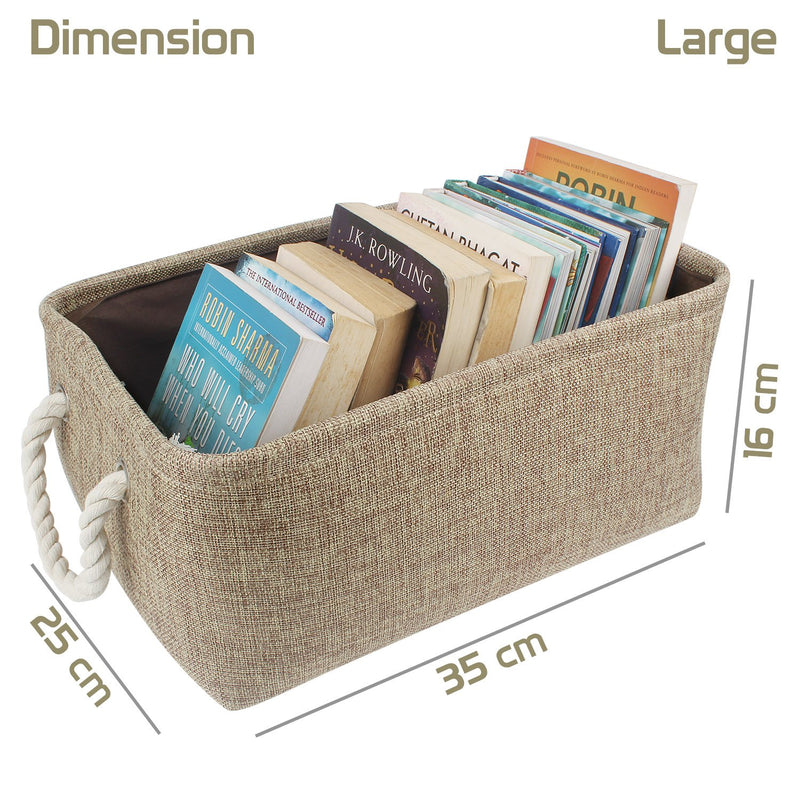 HomeStorie Cotton Eco-Friendly Foldable Storage Basket Bins Organizer (Olive) - Pack of 3