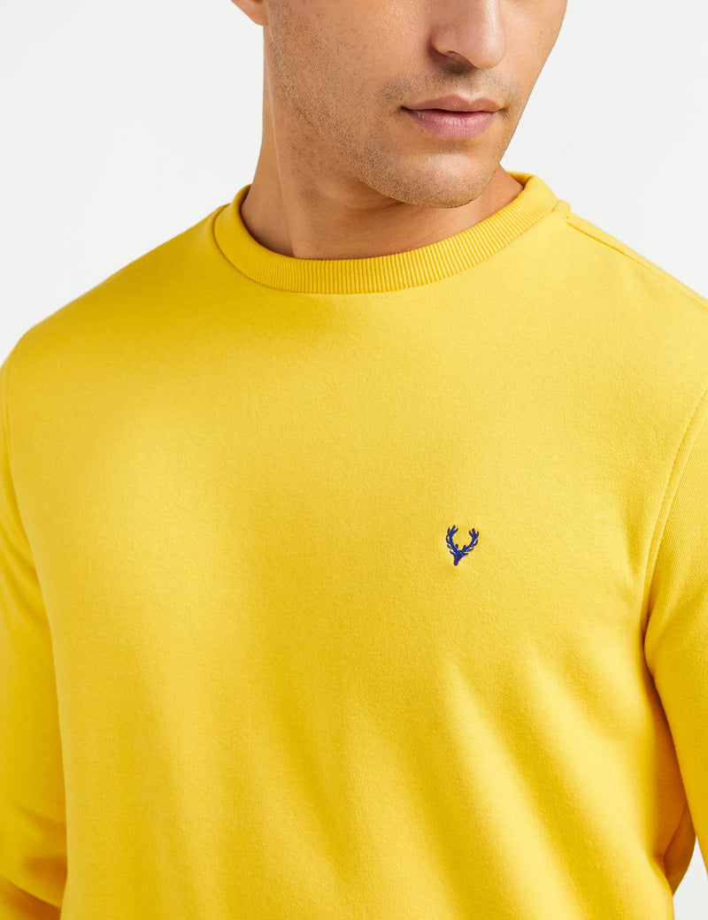 Allen Solly Men Cotton Round Neck Sweatshirt ASSTORGP773994M_Yellow 13-0758TCX_Yellow_M