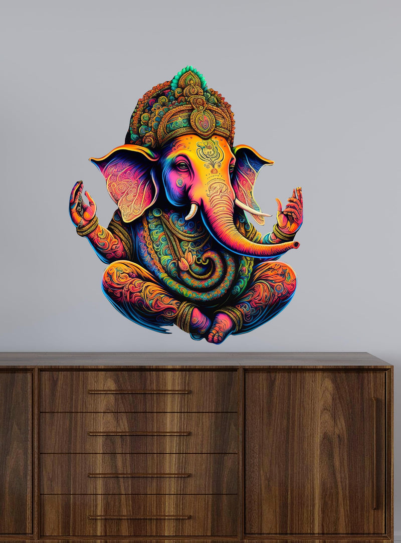 CreativeEdge PVC Vinyl Wall Sticker 3D Lord Ganesha Sitting Multicolor (61 cm x 51 cm)