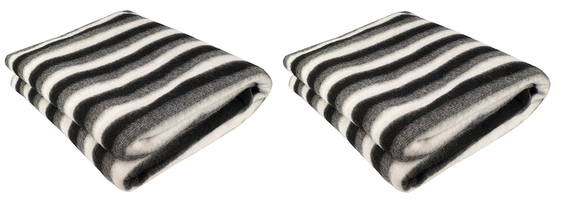 Zacharias Black and White Stripe Single Bed AC Fleece Blanket (Size :Single :60X90 Inch) pack of 2