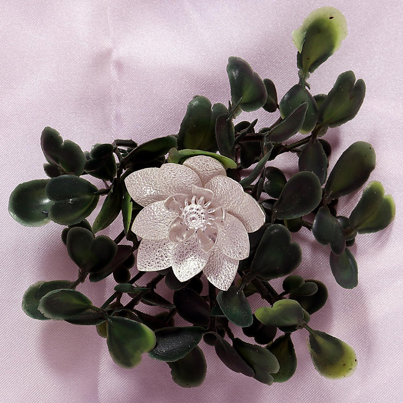OM CHIRAG CREATION Pure Silver Lotus Flowers for Puja, Temple at Home, Workplace and Gifting - 90%-92.5% Pure Silver