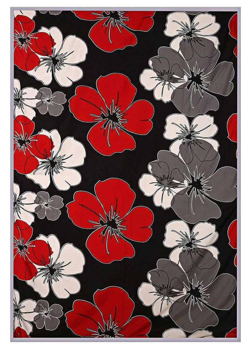 SINWAR HOME DECOR Poly Cotton Flower Printed Reversible Single Bed Comforter Dohar/Blanket/Quilt (RED&Black, Single)