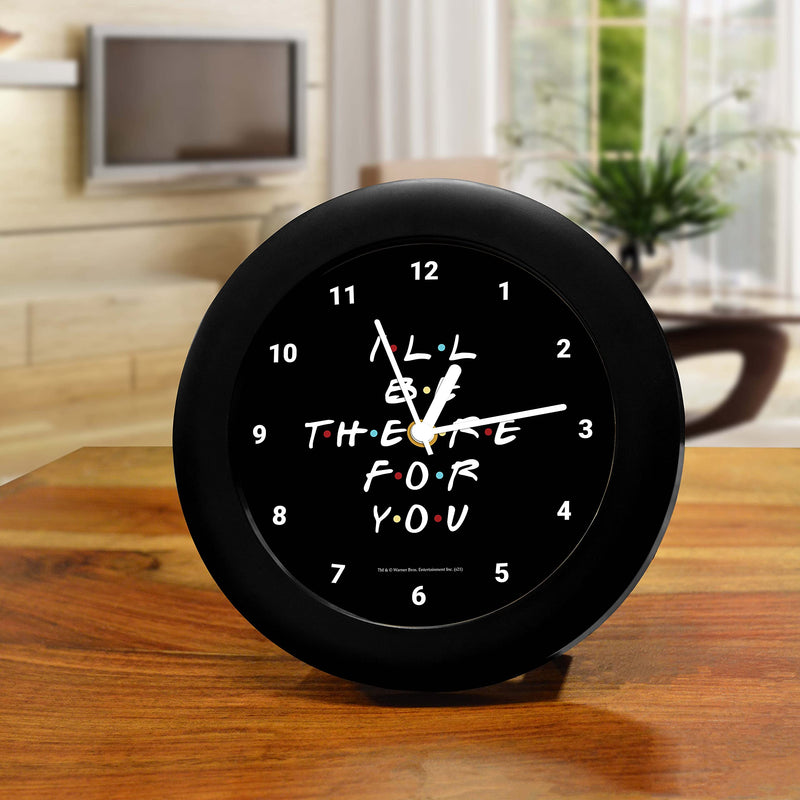 MCSID RAZZ - Friends TV Series - I'll Be There for You (Black) Round Table Clock (with Numbers) - Officially Licensed by Warner Bros, USA.