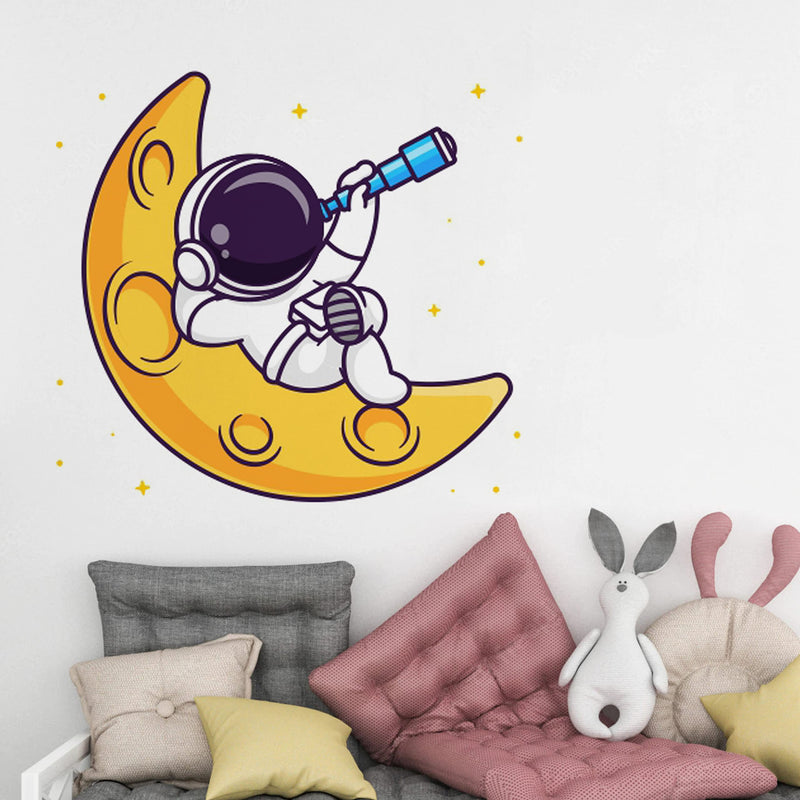 Wallstick Astronaut in The Moon Decorative Wallsticker (45 x 42 cm)