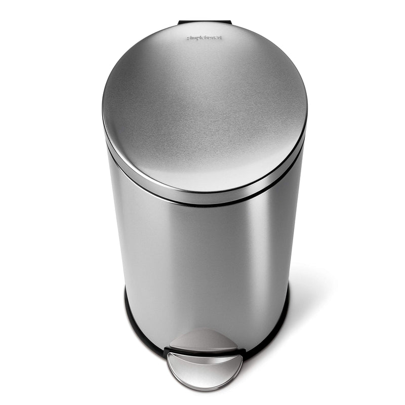 simplehuman Round Step Trash Can, Fingerprint-Proof Brushed Stainless Steel, 30 liters/8 Gallons