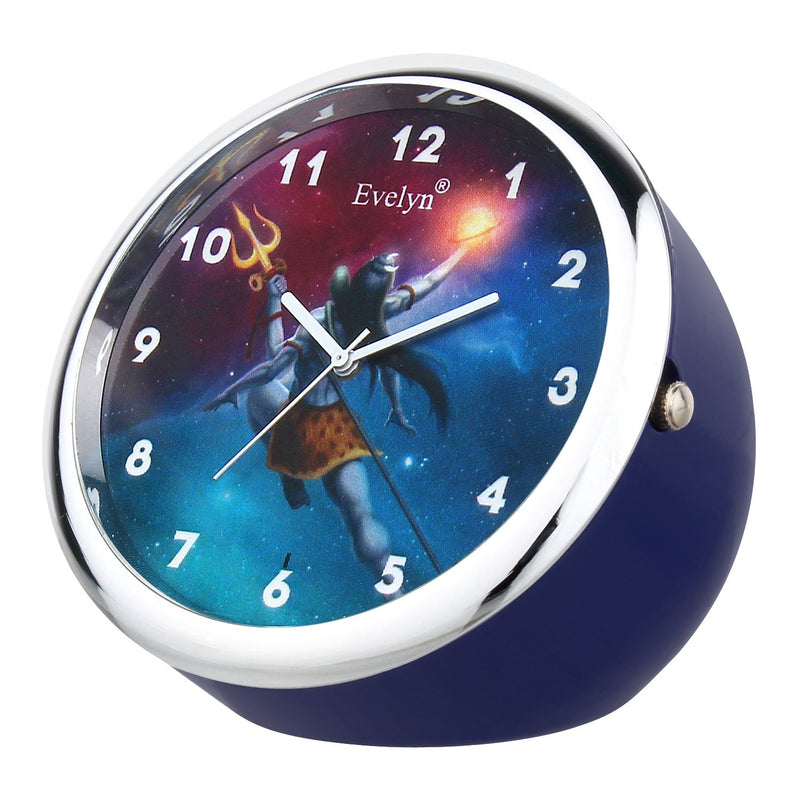 Evelyn Plastic Analog Quartz Table and Car Dashboard Clock (Blue_0.2 Inch X 0.3 Inch X 0.4 Inch)