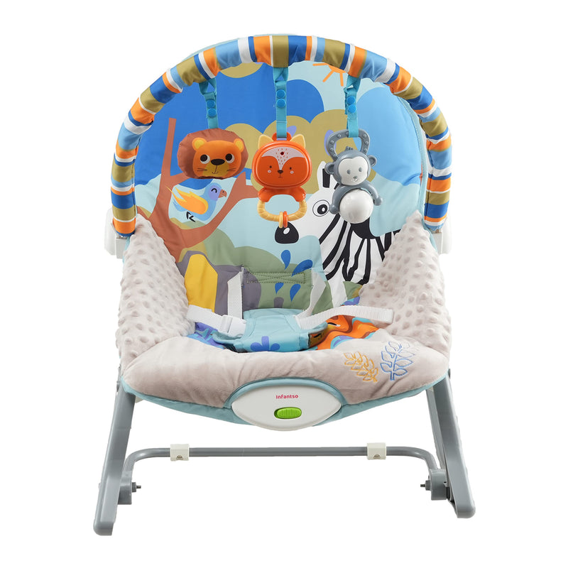 INFANTSO Baby Rocker Portable with Free Mosquito Net & Calming Vibrations & Musical Toy (01-Dark Blue)