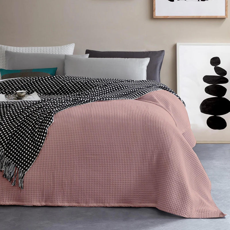 100% Tencel Waffle Weave Blanket Full Size - Lightweight Washed Soft Breathable Blanket for All Season - Perfect Blanket Layer for Couch Bed Sofa 108 x 90- Rose Pink Waffle Full (80" x 90") Blanket