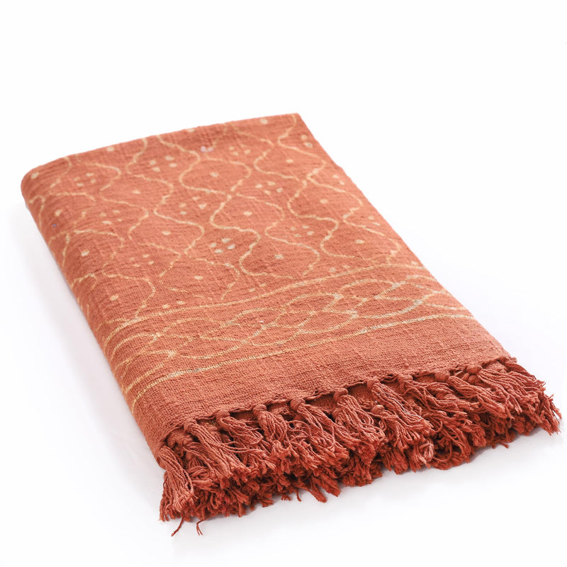 Ravaiyaa - Attitude is everything Indian Hand Block Printed Blanket, Handloom Cotton Throw, Home Sofa & Bed Decor Throw 72"x50" Inch (Orange)