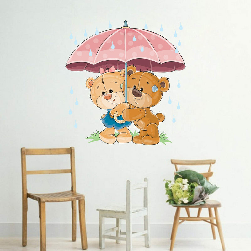 Sticker Hub Cute Teddy Bears Wall Sticker 60 cm x 58 cm AS413