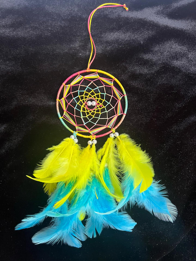 UV HANDICRAFTS Multi Colour Dream Catcher Handmade Hangings for Positivity Ideal for Home Decor, Gift, Wall Hangings, Meditation Room, Yoga Temple, Wind Chime & Car Feather Hanging(Pack of 1)