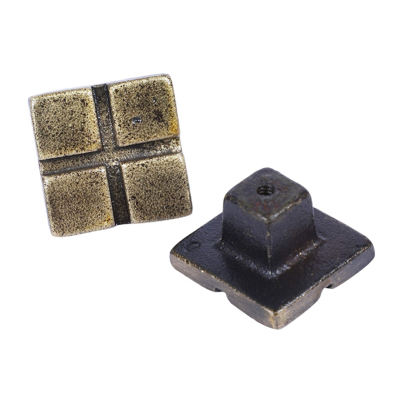 Two Moustaches Modern 4 Blocks Design Cabinet/Wardrobe Knobs (Antique Brass, Pack of 6)