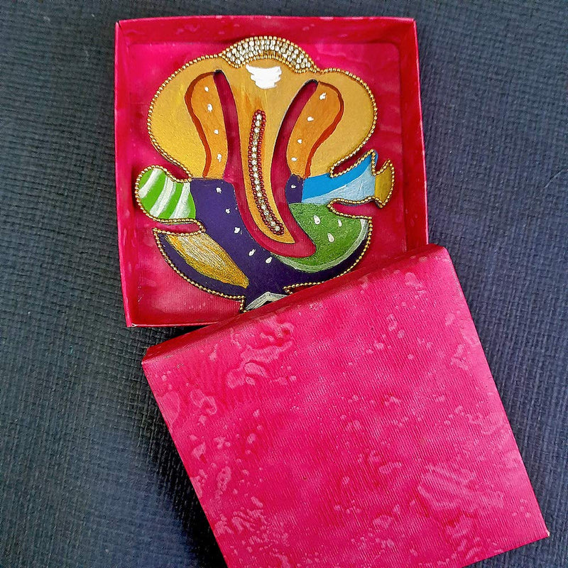 Dhanashree Creation Handmade Multicolor Ganesha Wooden Magnet