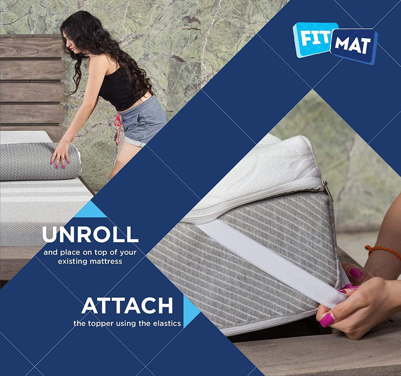 FITMAT Memory Foam Mattress Topper (35" X 72" X 2", White) Orthopedic Mattress Topper with High Density Memory Foam Premium for Proper Back Support|Super Soft Mattress Padding for Neck and Back Pain