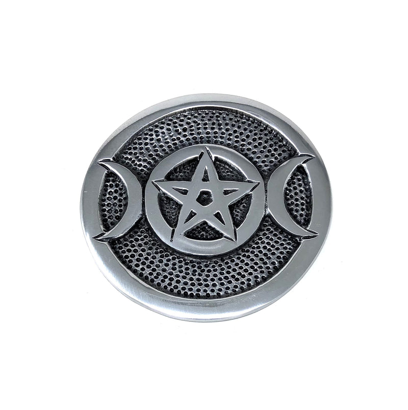 vrinda Aluminum Altar Plate 3.5" Triple Moon Pentacle