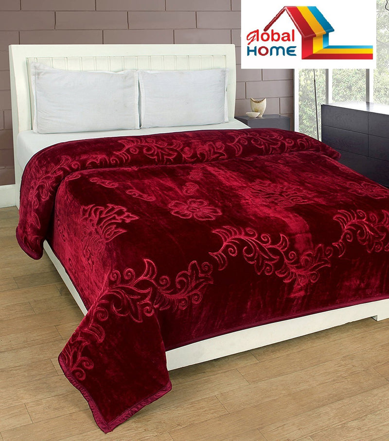 Global Home Microfibre 500 TC Blanket (Maroon_Double)