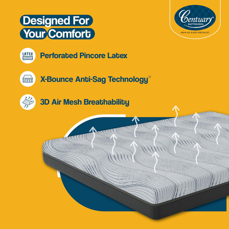 Centuary Mattresses Sleepables 8-Inch Latex Mattress|100% Natural Latex&CertiPUR HiRez Foam|Enhanced Airflow & Breathability|Anti-Sag Technology, Medium Soft Orthopedic Back Support|Queen, 72x60x8 in