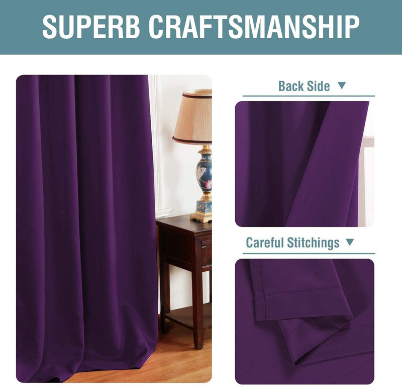 Lucacci Polyresin Solid Grommet Door Curtain, 7 Feet, Purple, Pack of 2