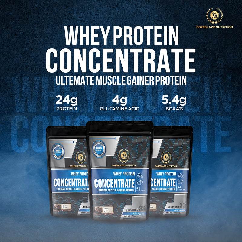 Coreblaze Nutrition Best Effective Whey Protein Concentrate 80%,24g Protein,5.5g BCAA.4g Glutamine (2 KG CONCENTRATE)