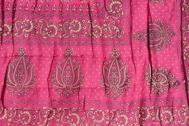 SVT Traditional Famous Jaipuri Beautiful Floral Print in Multi Pink dyegold Print Jaipuri Rajai/Razai/Quilt Double Size/ Double Bed Quilt/Comforter/AC Quilt/AC Comforter