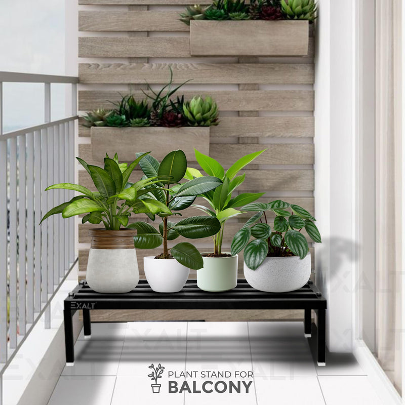 EXALT® Plant Stand for balcony (27 Inches) | Planter stand for living room | Pot stand for outdoor/Indoor plants Heavy Duty Metal Stands (Set of 2)