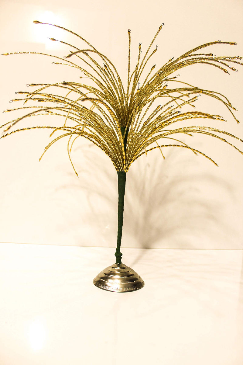 DM Handcrafted Decorative Showpiece ll Pearls Made Tree Shaped ll for Home & Office (Golden)