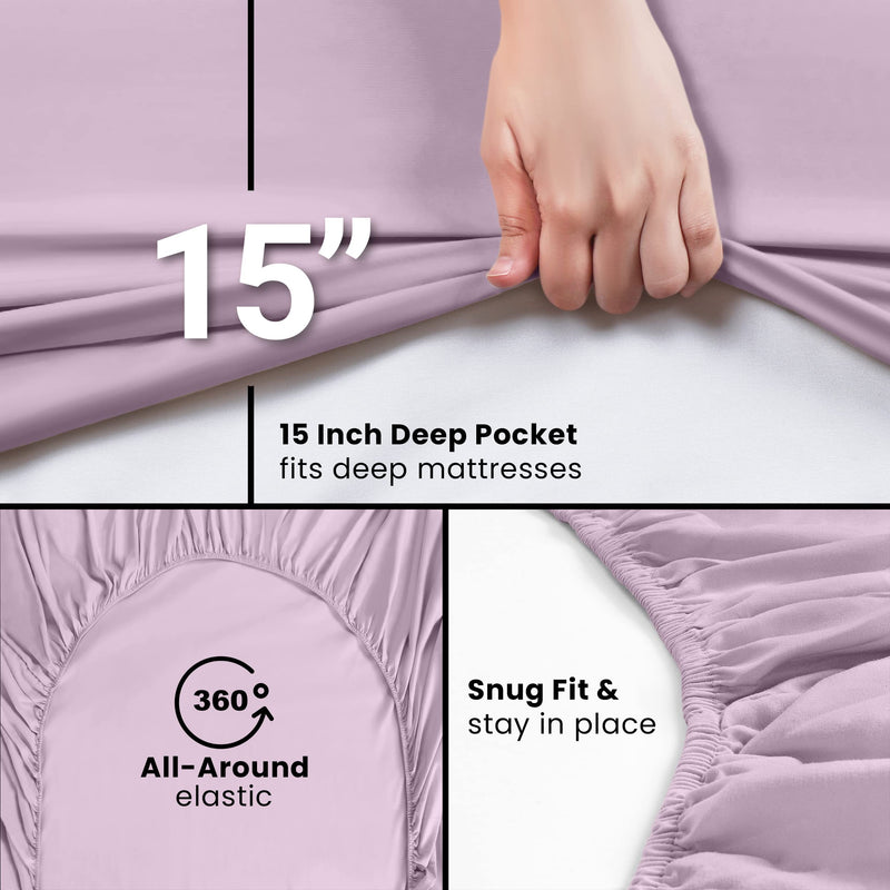 Utopia Bedding King Fitted Sheet - Bottom Sheet - Deep Pocket - Soft Microfiber - Shrinkage and Fade Resistant-Easy Care -1 Fitted Sheet Only (Lavender)