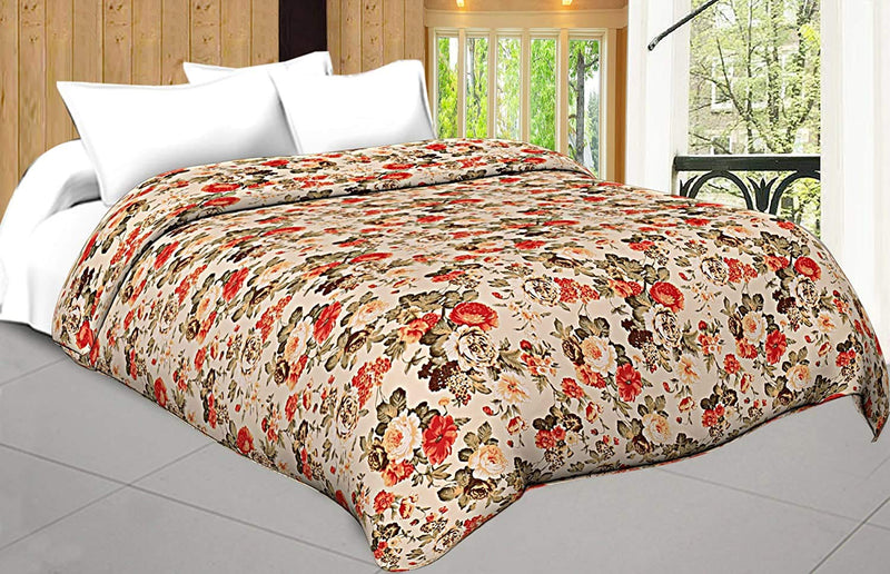 ROMAN HOME Flowers Print 40% Cotton & 60% Microfiber Single Bed Reversible AC Blanket/AC Dohar 240x210cm. (red ketera)