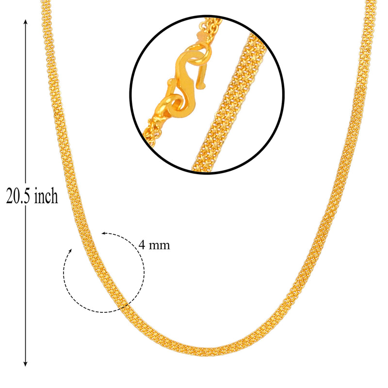 Fashion Frill Golden Chain For Men Boys Exclusive 1 Gram Gold Plated Golden Thin Neck Chain For Men Boys Necklace For Men Boys Women