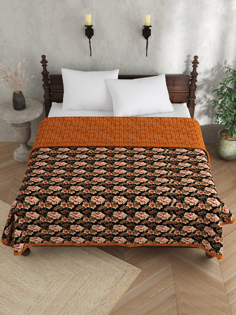 EVER HOME 120 GSM Cotton Ethic Motif Print Double Bed Dohar for Summer | AC Dohar Blanket - Beige & Brown, Double Bed Dohar-224X254CM